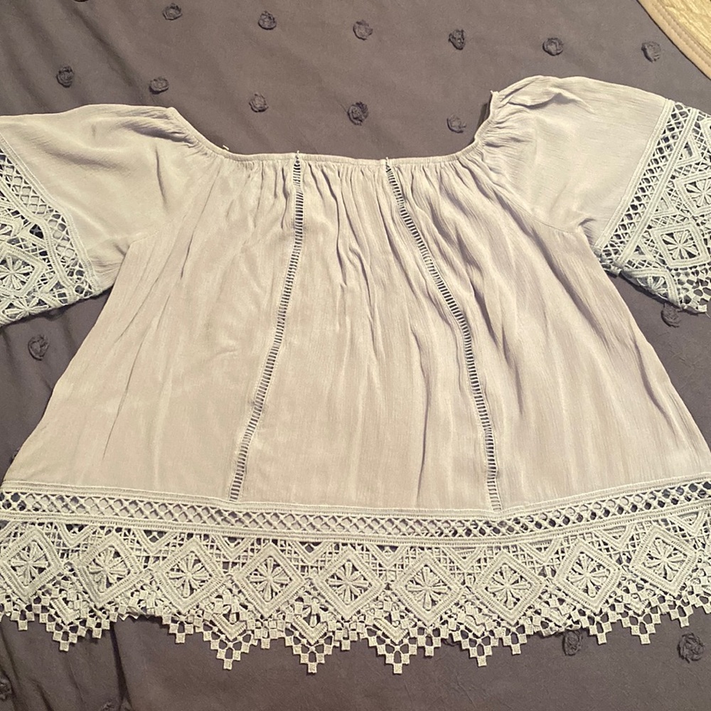 Baby Blue Shoulder Crop Blouse